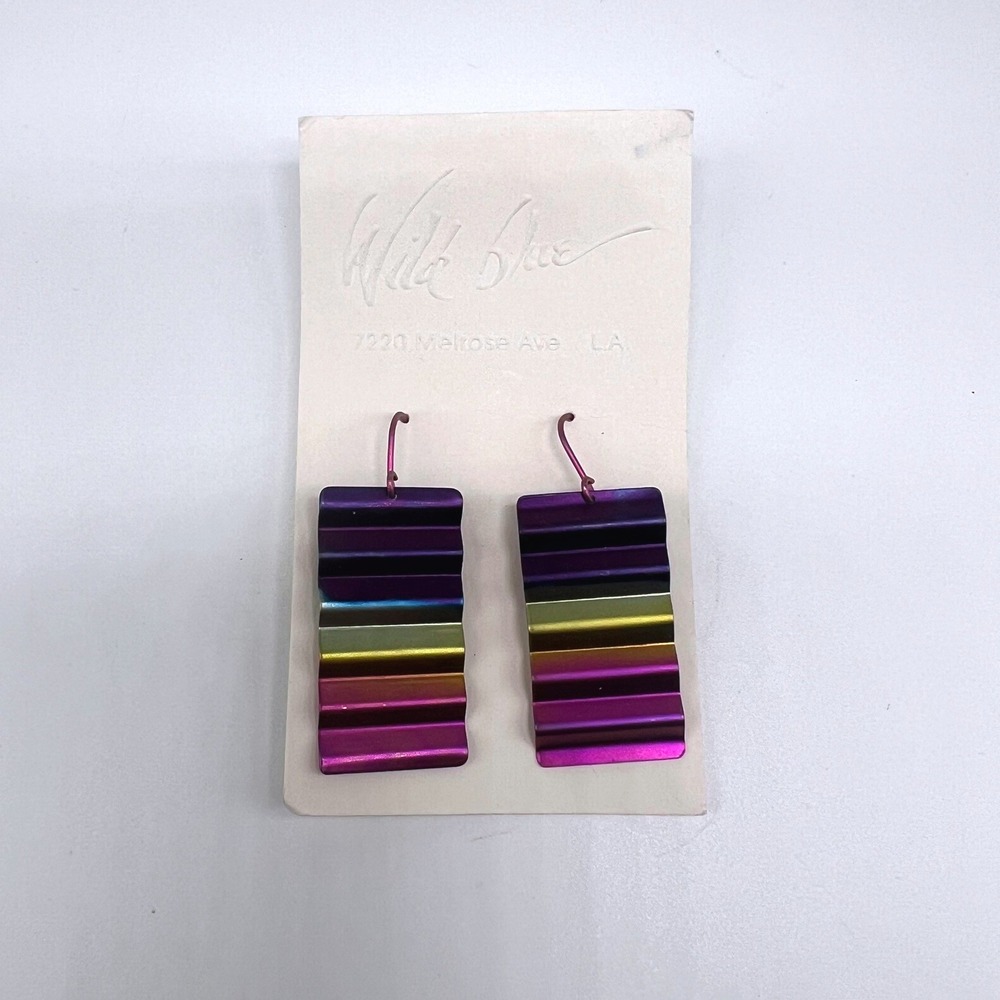 Wild Blue Beverly Hills Vintage Earrings Mulitcolored Purple Dangle Metallic